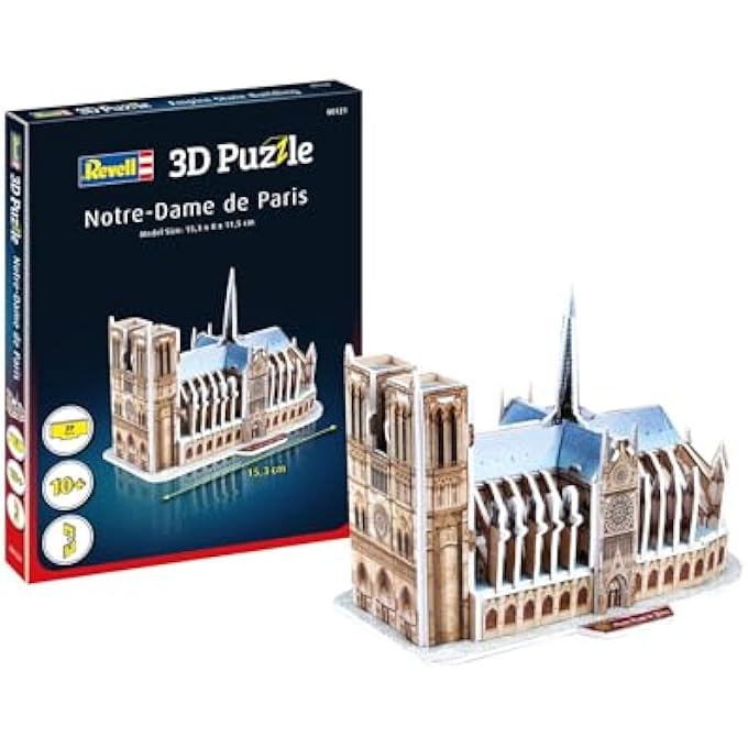 3D PUZZLE 00121 NOTRE-DAME DE PARIS 39 PIECES, HIGHLY DETAILED, 15CM IN LENGTH, FUN & EASY TO BUILD - Image 1